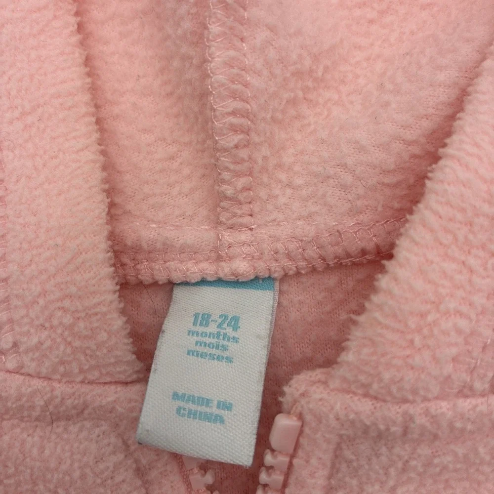 Gap Kids Baby Pink Fleece Critter Hood Leopard Zip Up Jacket 18-24 Months